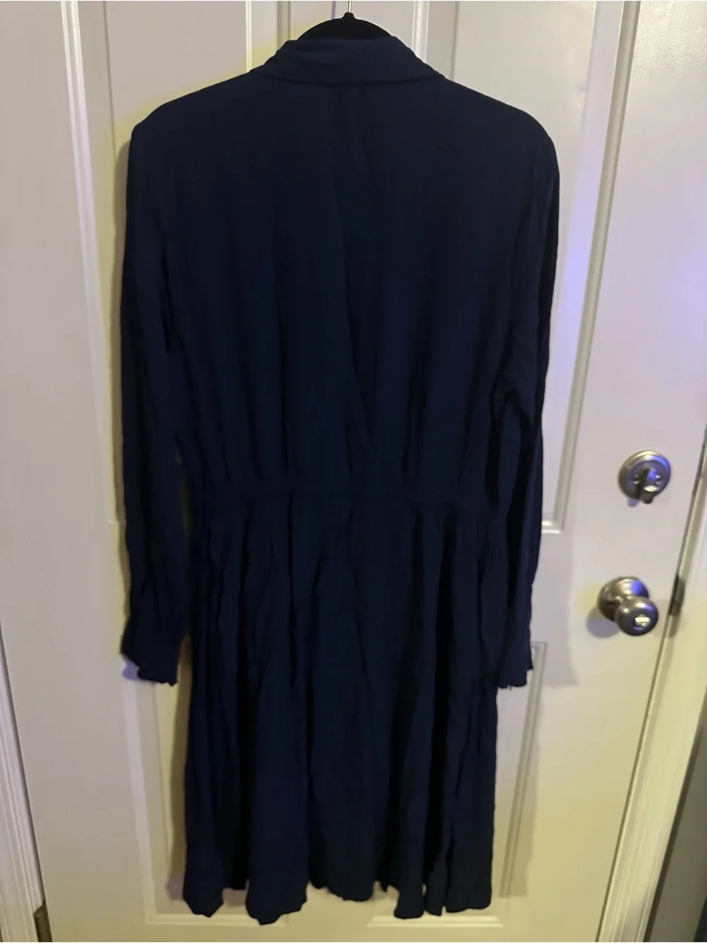 Women's Navy Button-Front Shirt Dress